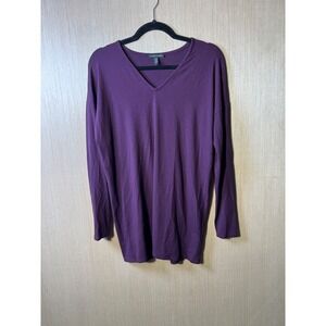 Eileen Fisher V Neck Long Sleeve Tunic Top Purple Women's Size S/P